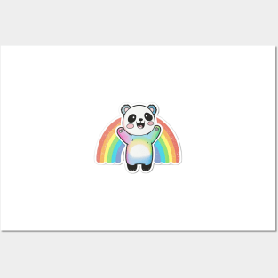 Cute Cartoon Panda Rainbow Colourful Funny Kawaii Posters and Art